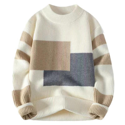 Contrast Color Striped Sweater Men's Autumn And Winter Fashion Brand Round Neck