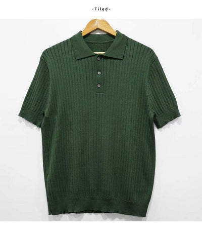 Knitted Lapel Polo Short-sleeved T-shirt Men's American Style Retro Men's