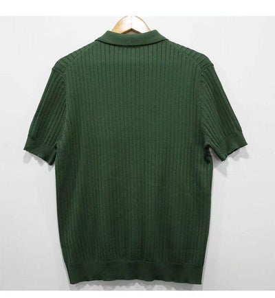 Knitted Lapel Polo Short-sleeved T-shirt Men's American Style Retro Men's